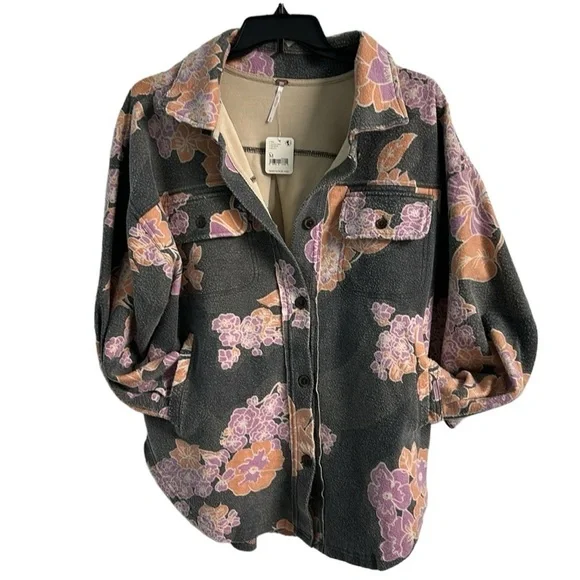 Free People Printed Ruby Jacket in Charcoal Combo Size Med NWT - Picture 14 of 16